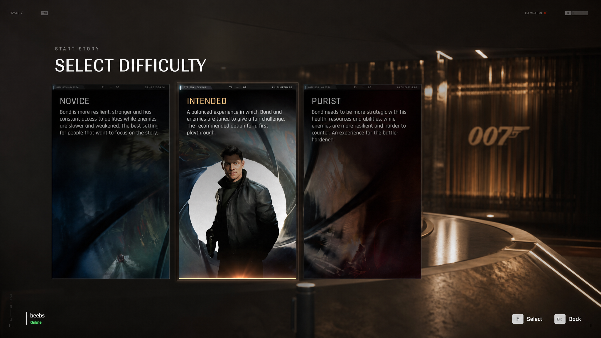 007 First Light Difficulty Settings