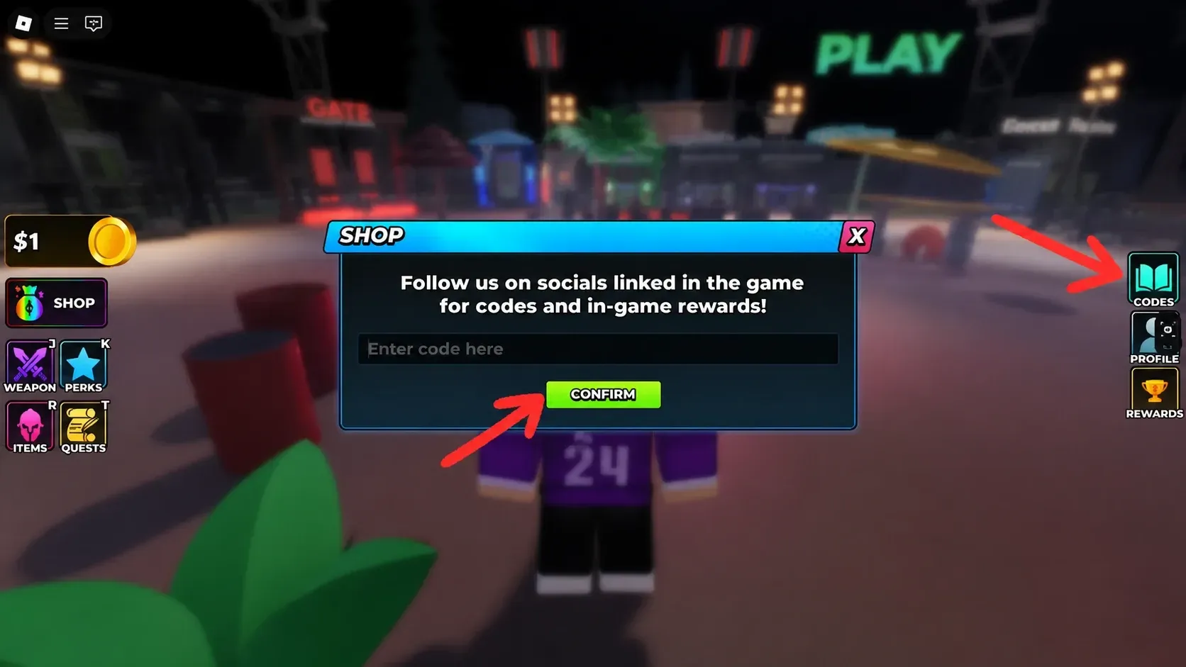 Hunty Zombies code redemption screen with the Confirm button