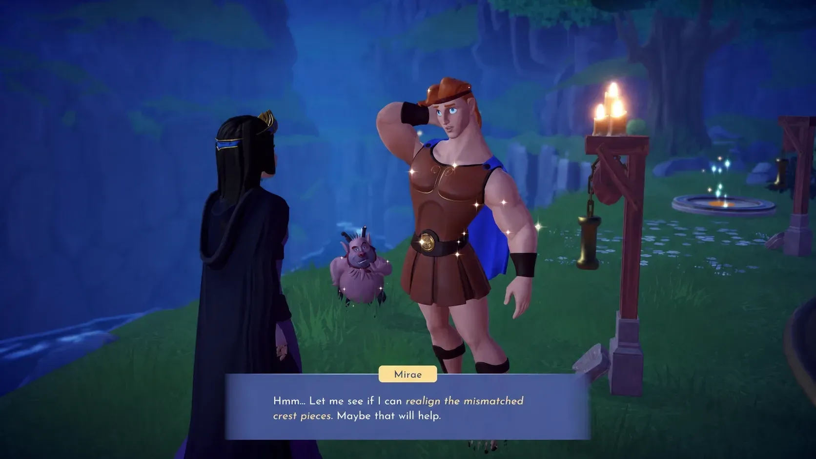 Talking to hercules about crest puzzle in disney dreamlight valley