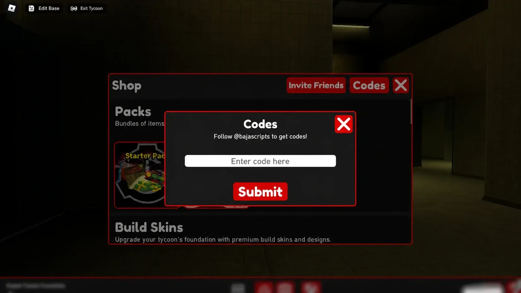 SCP Architect X codes: A screenshot of the codes box with Pocket Tactics in the slot and a PT logo in the top right corner