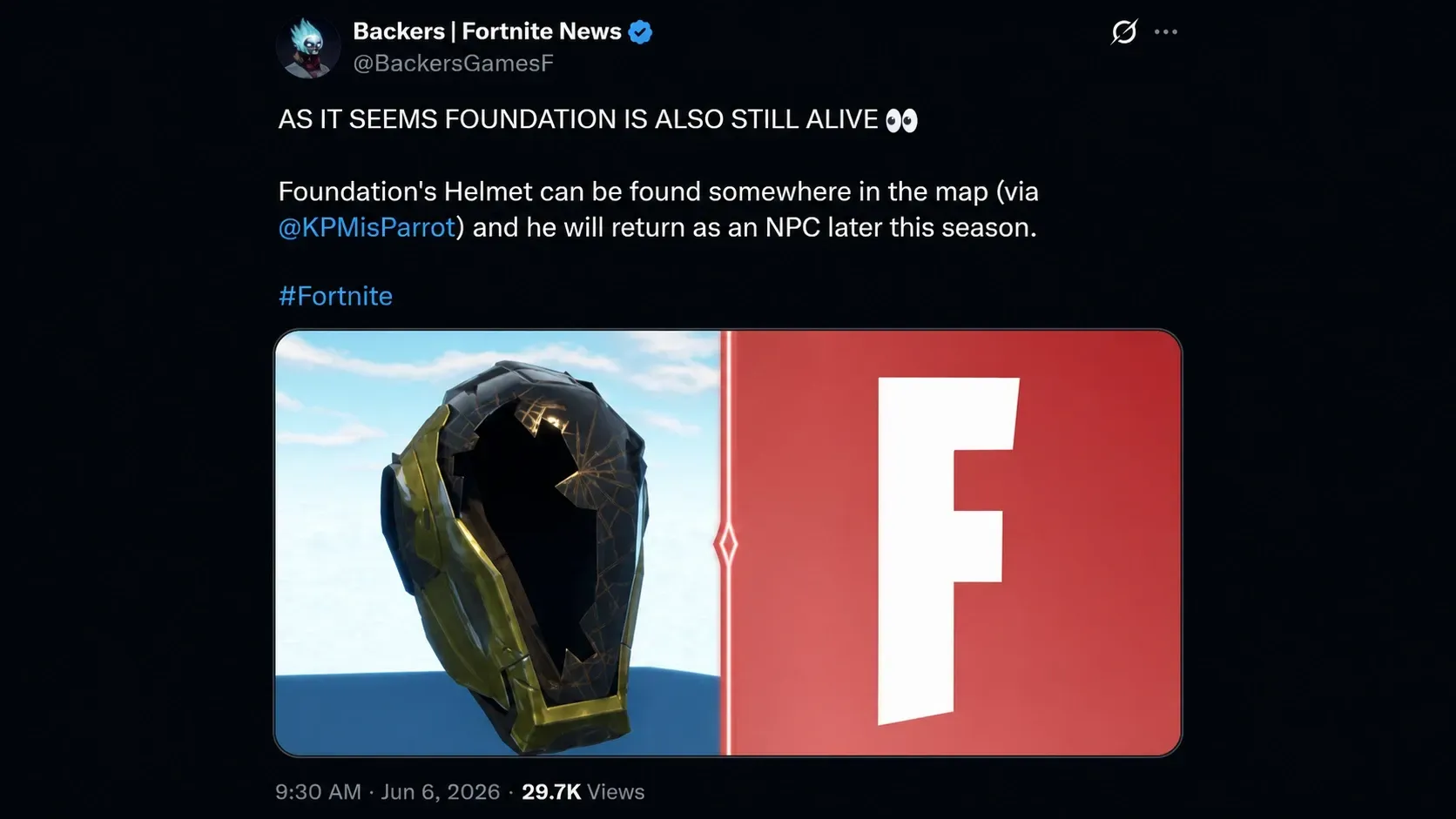 The Foundation Helmet Leak in Fortnite