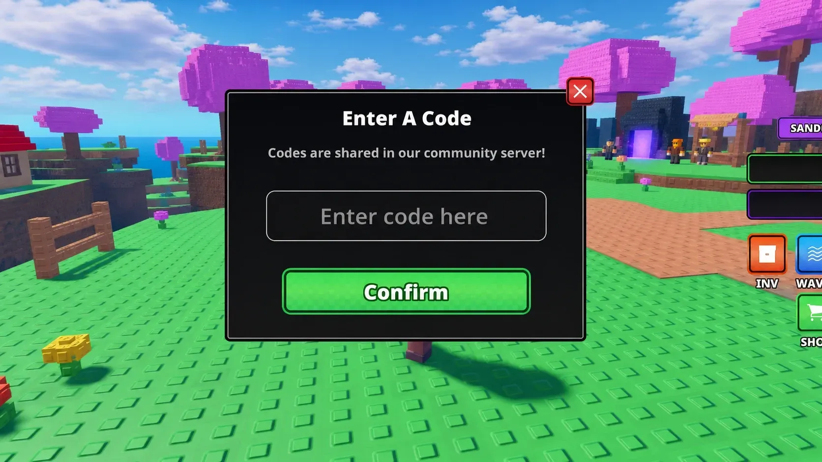 Idle Defense codes redemption screen with Pocket Tactics filled in to show you where the code goes