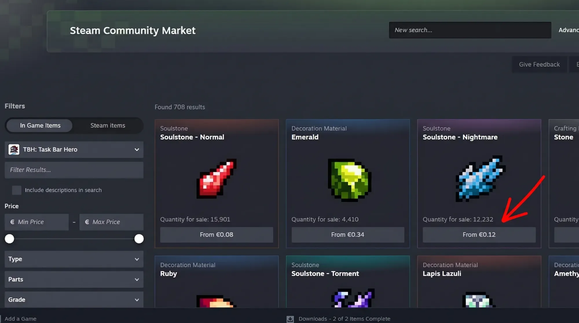 TBH Steam Community Market prices