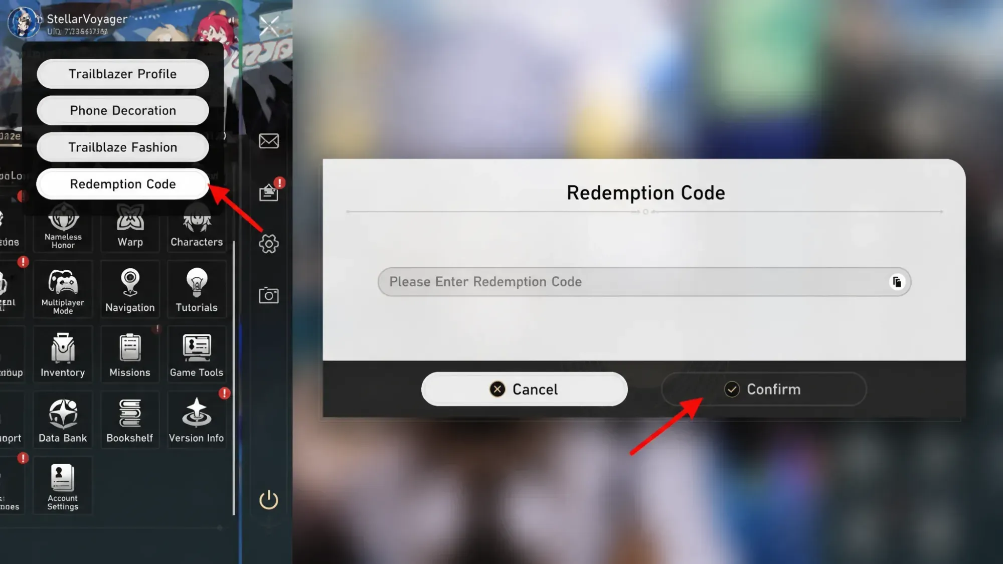 redeem HSR codes in the game