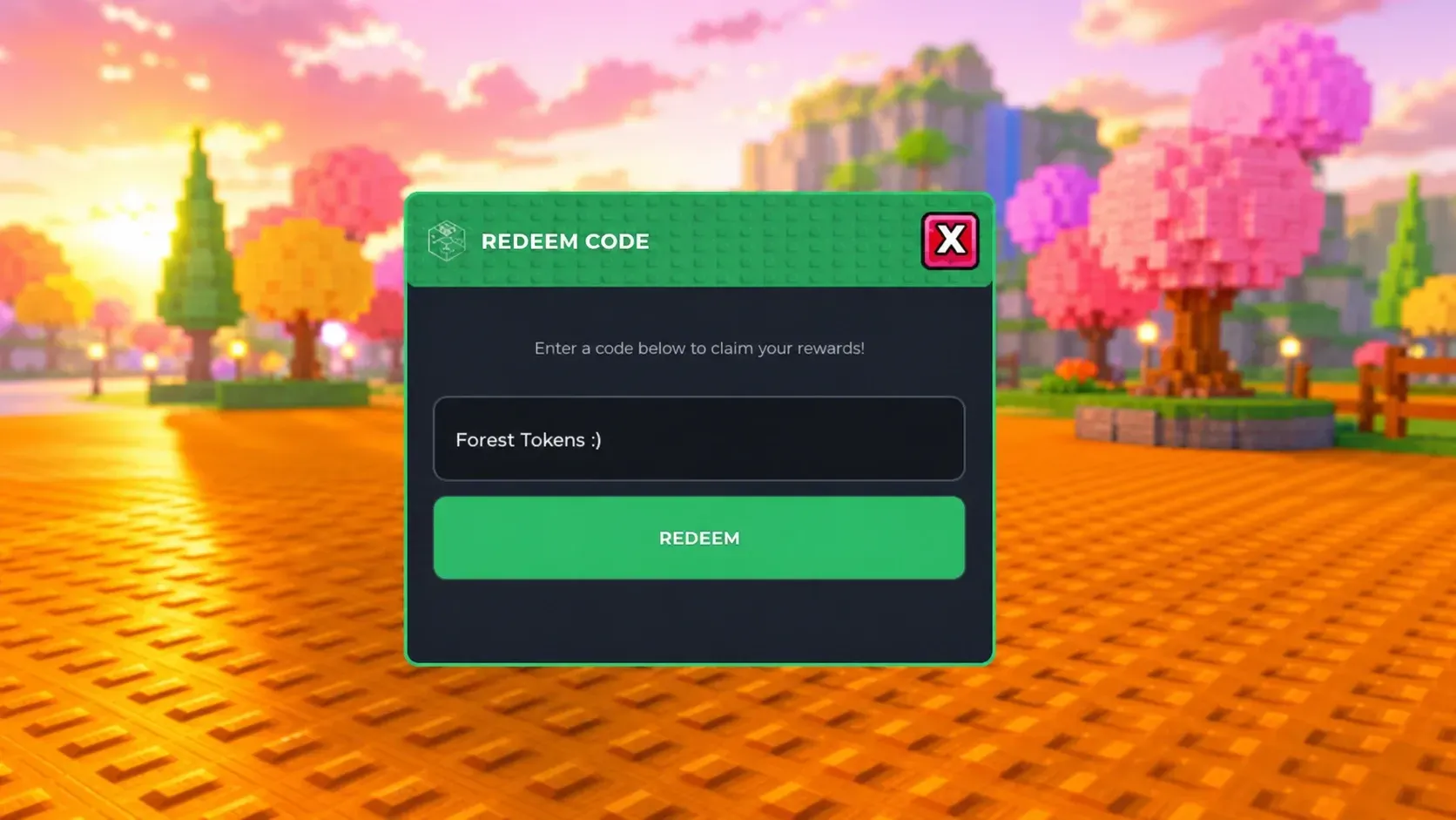 Superforest codes redemption screen with Pocket Tactics filled in where a code goes