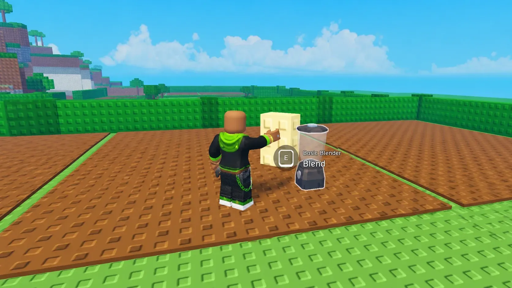 A player adding ingredients to a Mixer