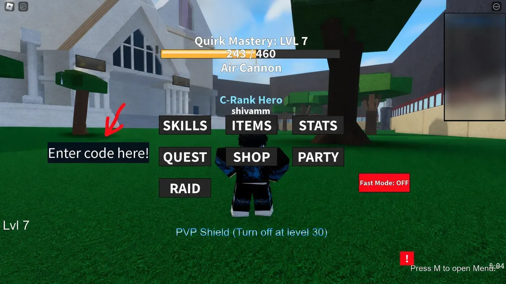 Enter code Roblox