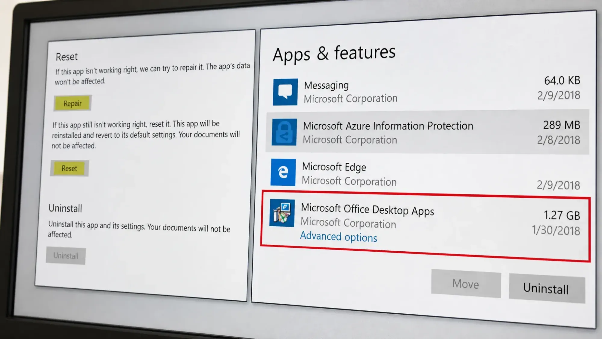 Repair Office Application