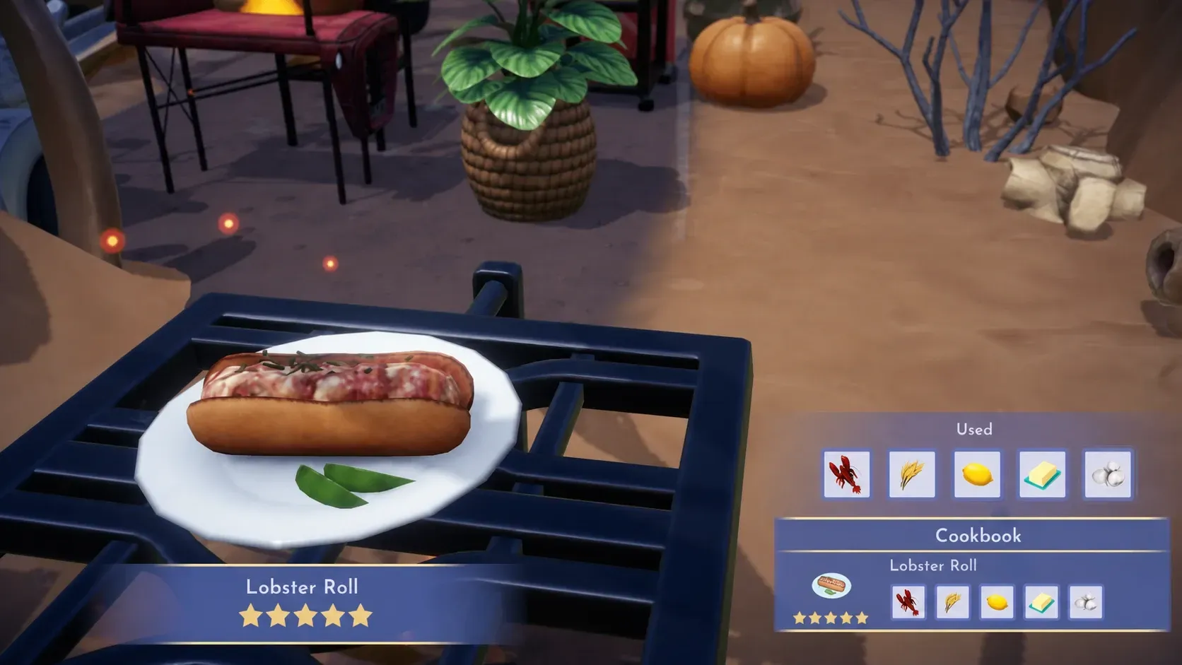 Cooking a lobster roll in disney dreamlight valley