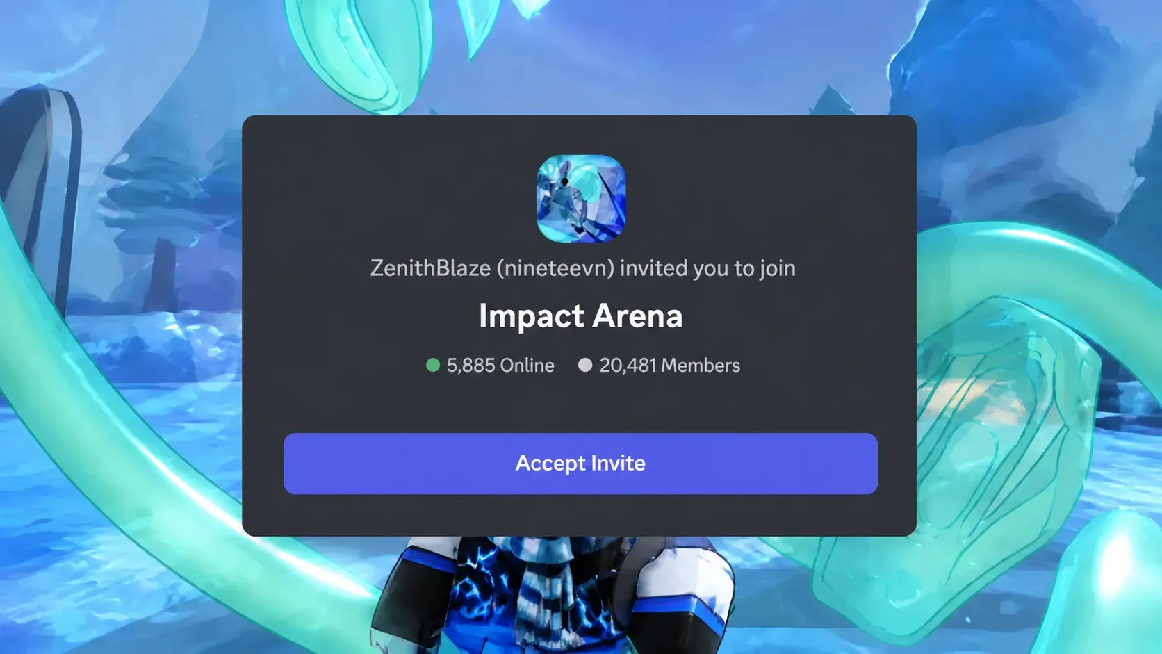Impact Arena codes: An image of the Impact Arena Discord server