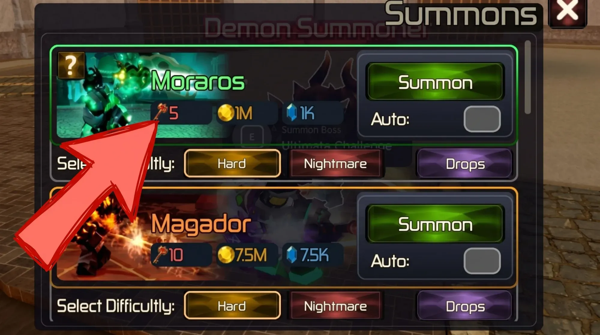 Summoning Bosses using Boss Keys in Broken Blade
