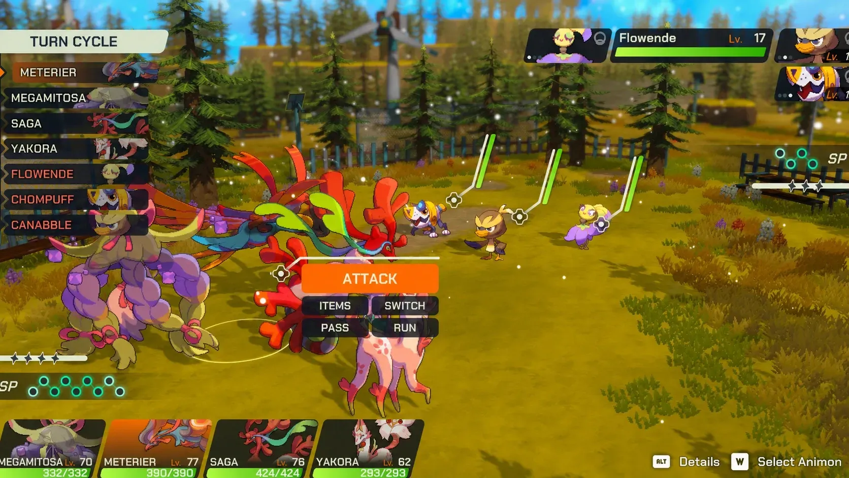 A screenshot of a battle in LumenTale with snowflakes falling on the battlefield