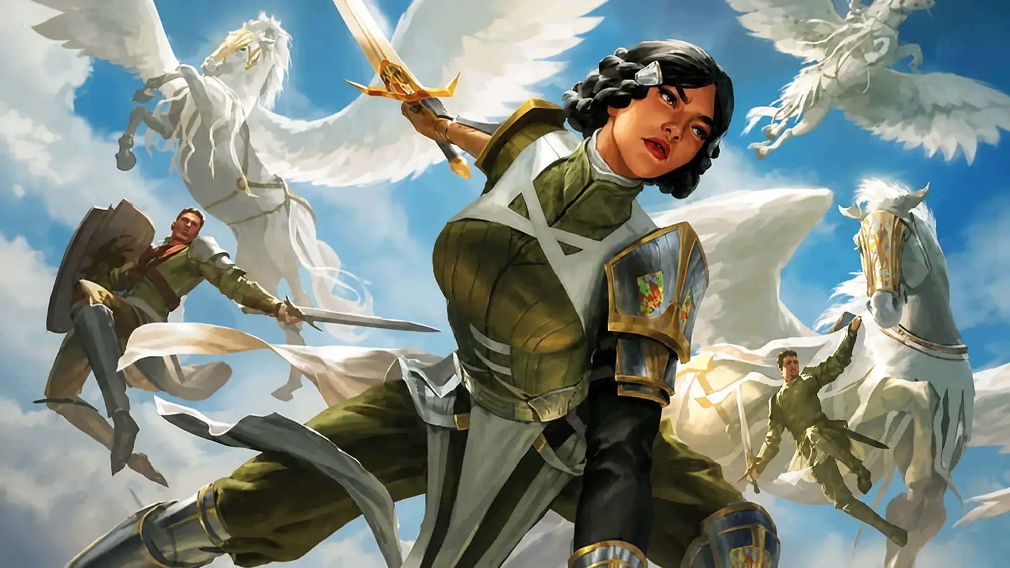 MTG Arena codes - Magic The Gathering Arena characters and unicorns battling in the sky