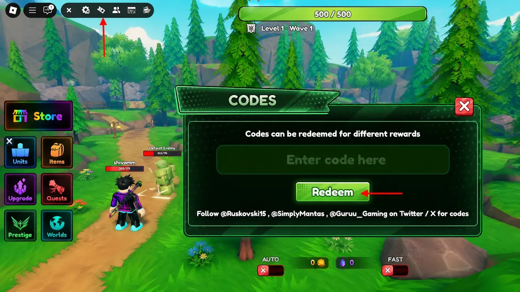 Anime Defense RNG codes redeem