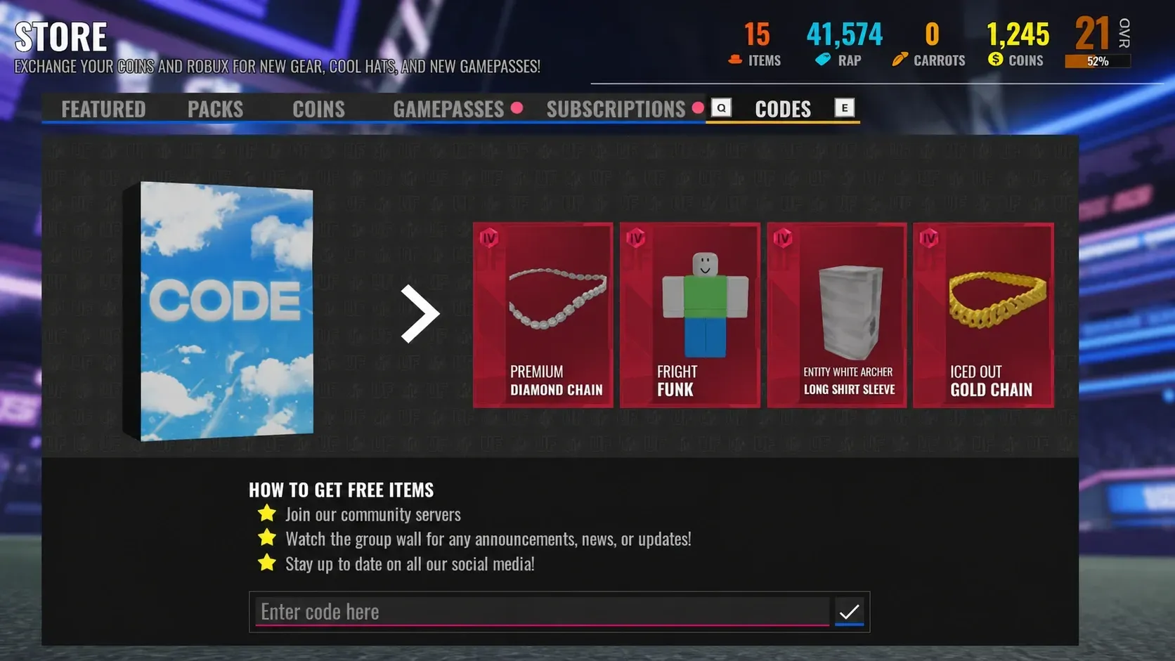 redeem codes for NFL Universe Football