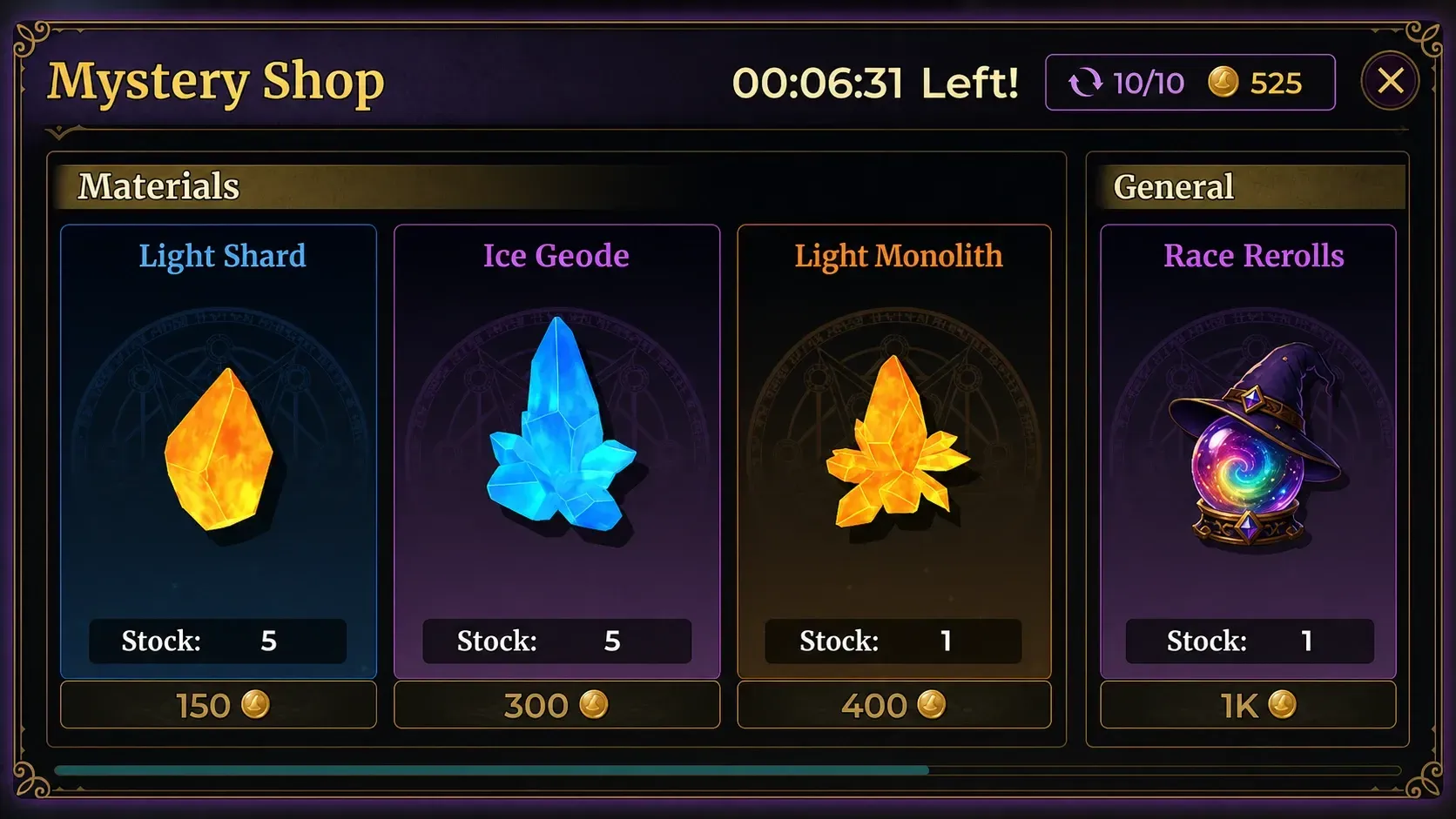 The Traveling Merchant shop in Wizard Alchemy