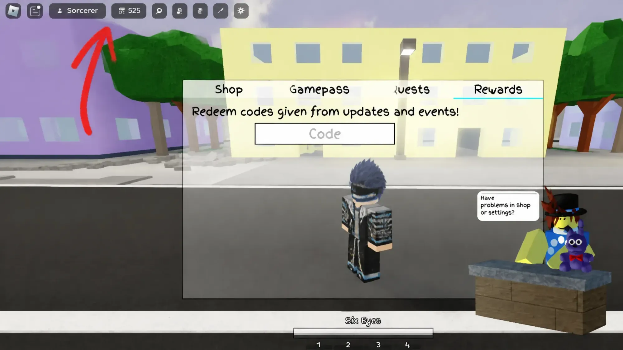 How to redeem codes in Jujutsu Shenanigans