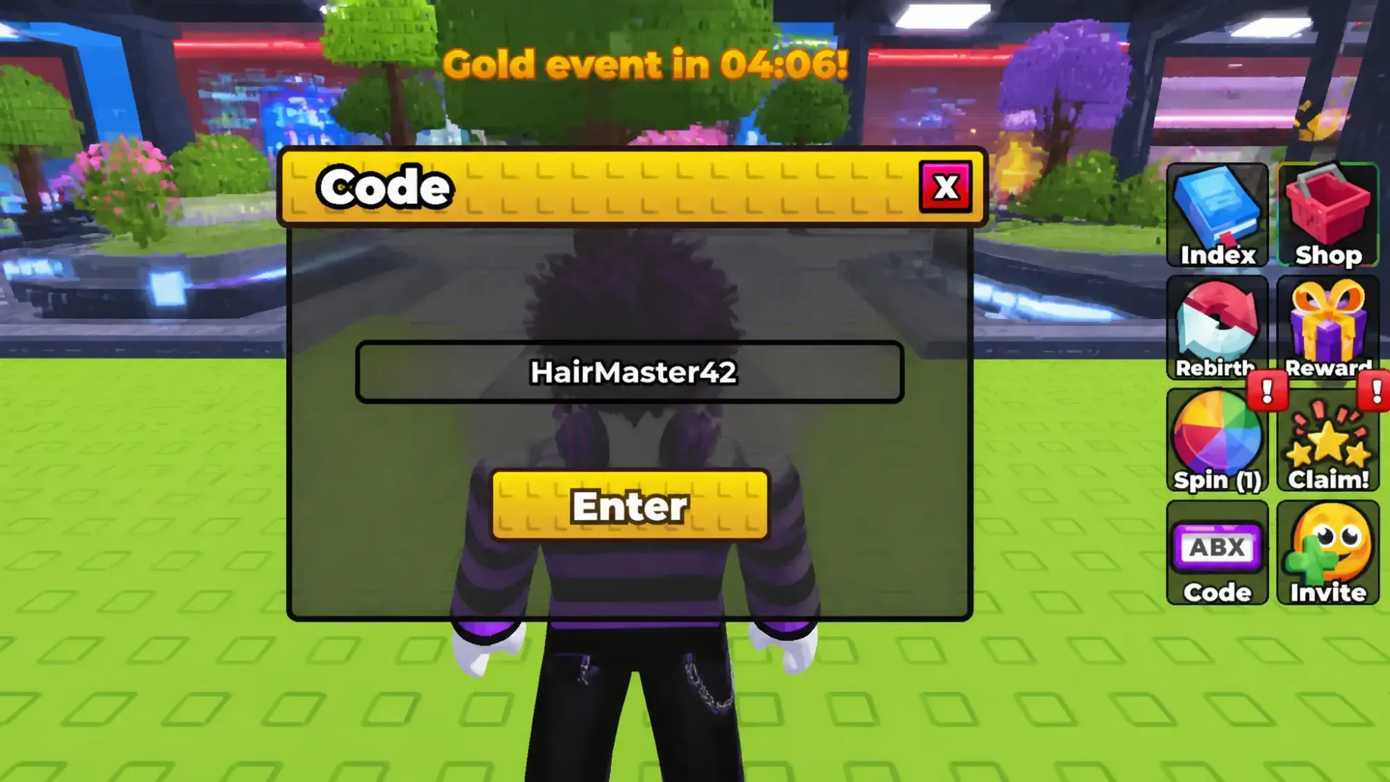 Be A Hair codes: A screenshot of the codes box with Pocket Tactics in the slot and a PT logo in the top right corner