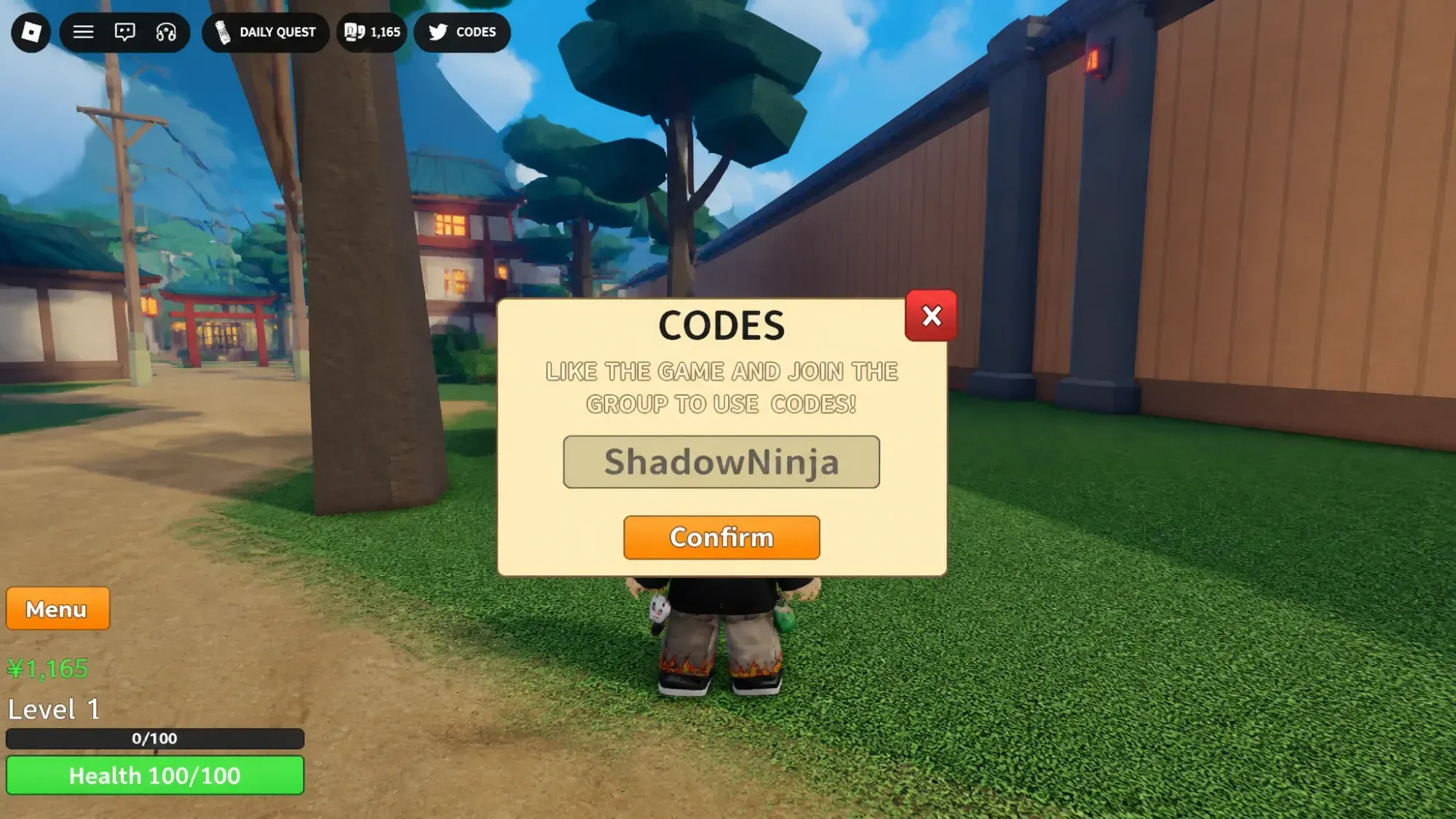 Shinobi Way codes: A screenshot of the codes box with Pocket Tactics in the slot and a PT logo in the top right corner