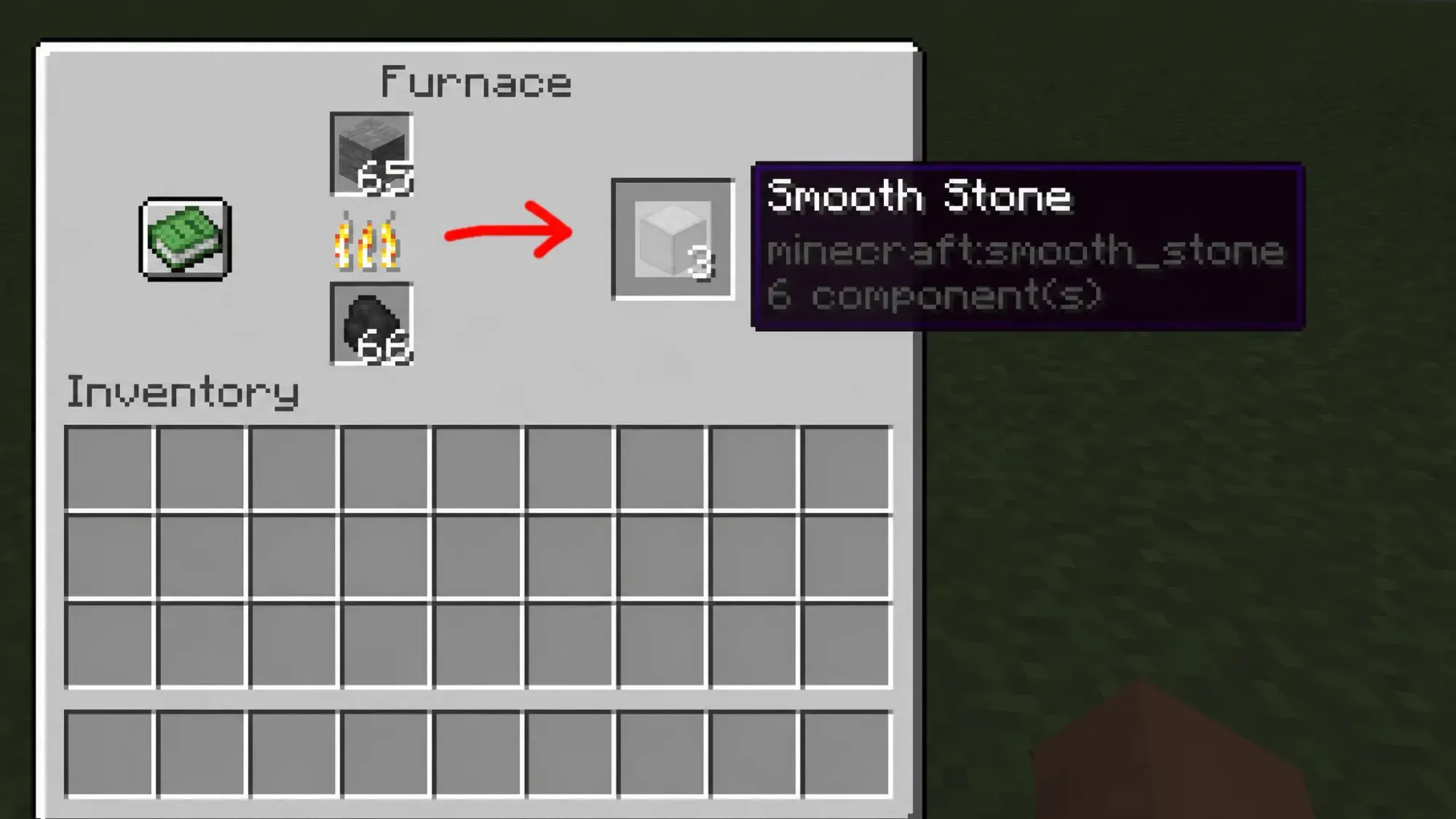 Smelting stone into smooth stone in Minecraft