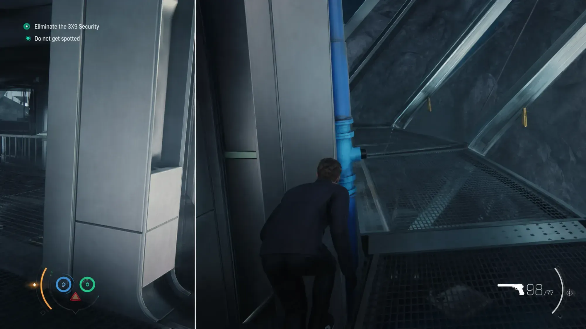 Character near a vertical structure