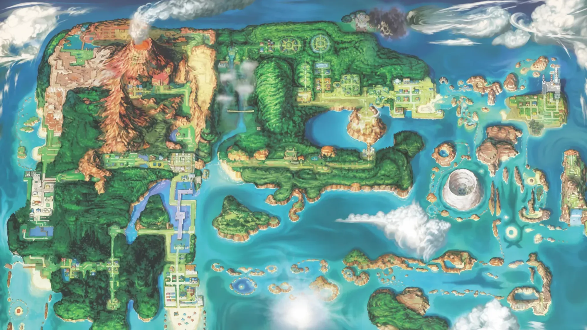 Ralts evolution - Gardevoir in front of a map of Hoenn