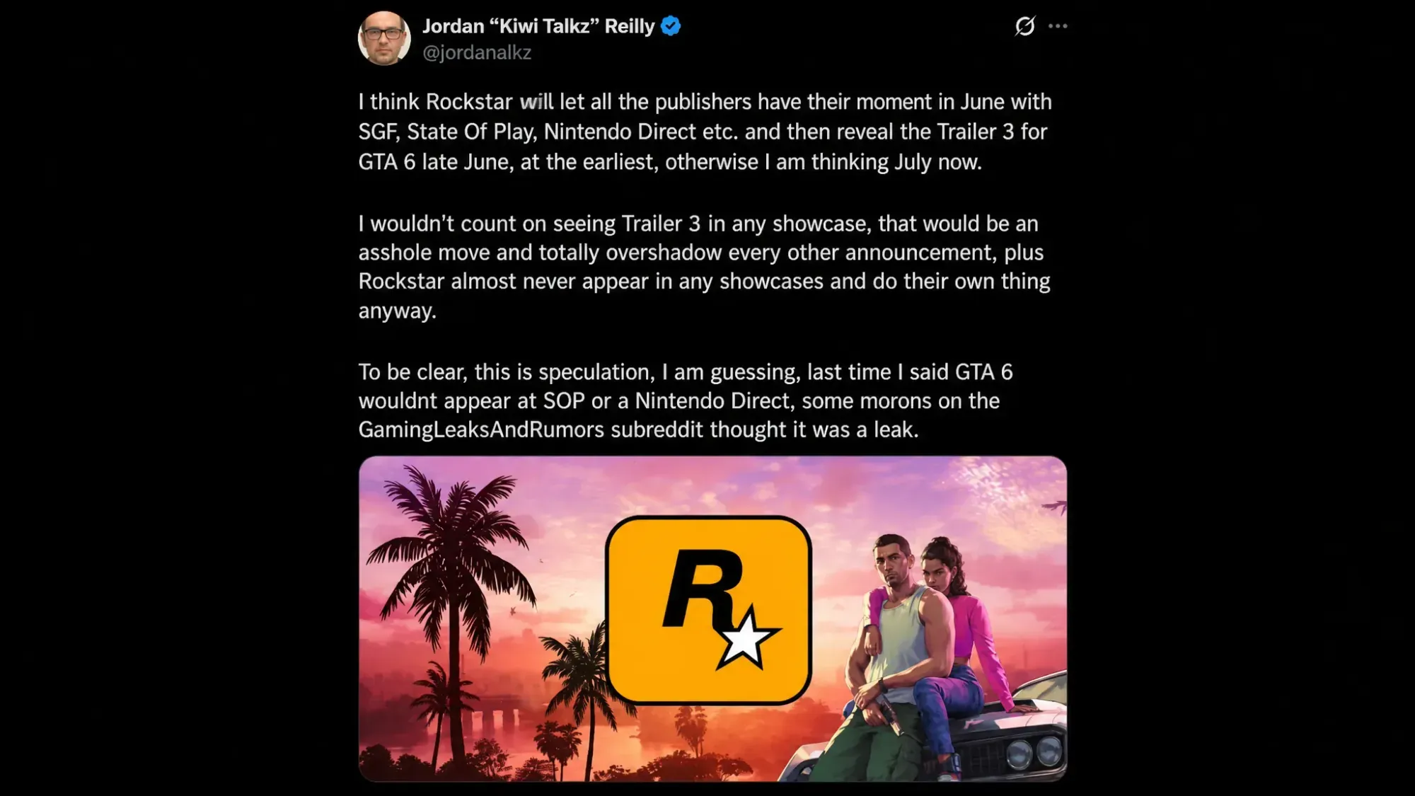 Kiwi Talkz about GTA 6 trailer 3 release