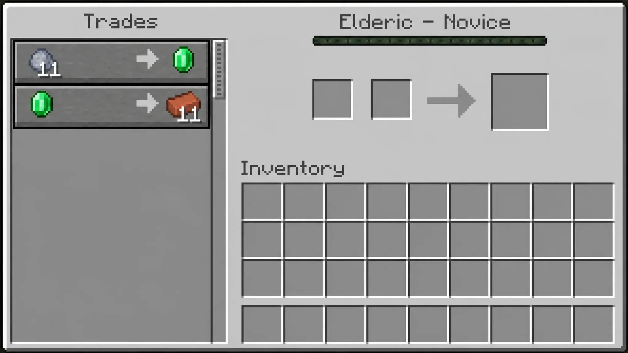 Trades of the novice mason villager