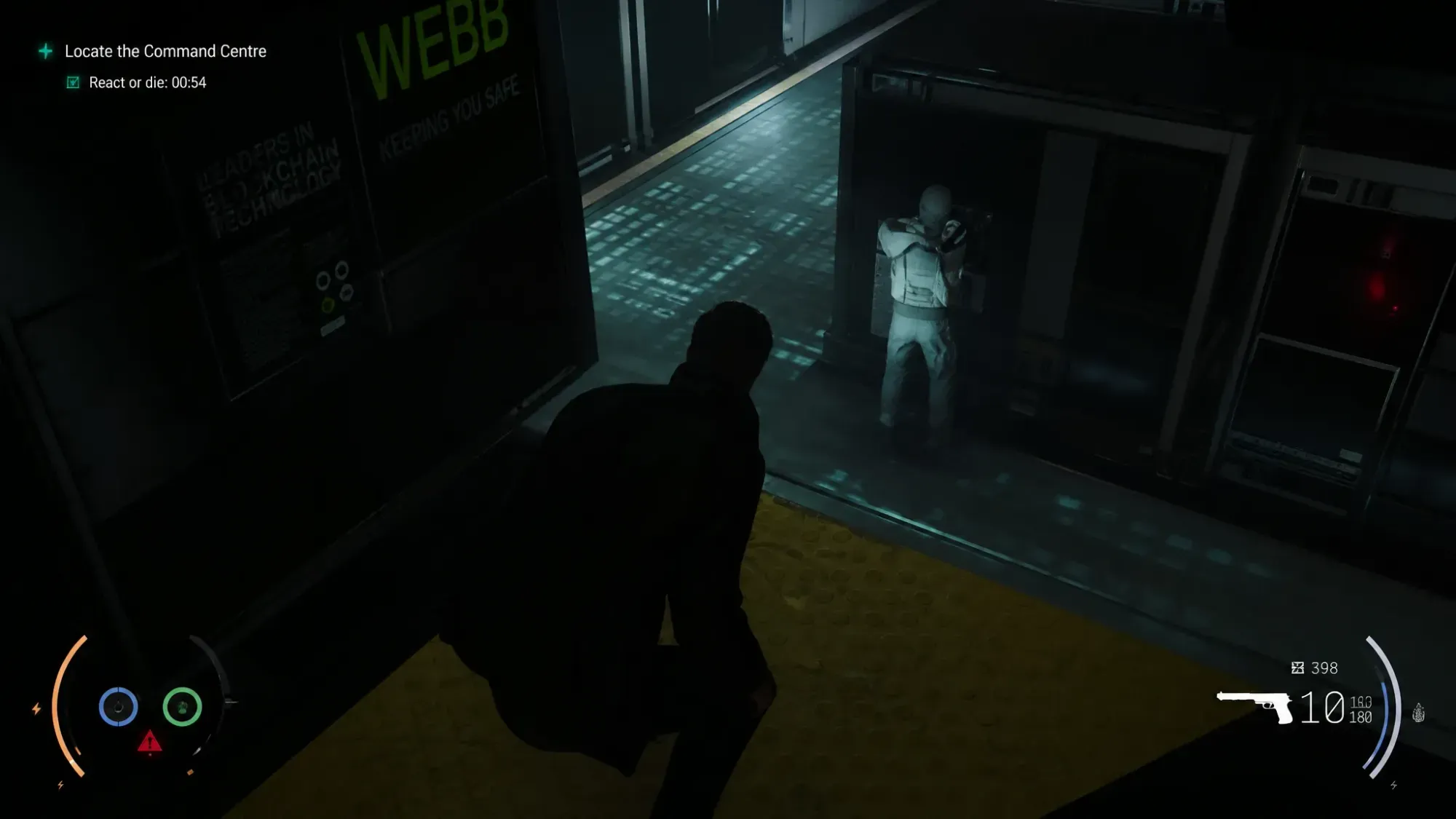 Close-up of the character preparing for action
