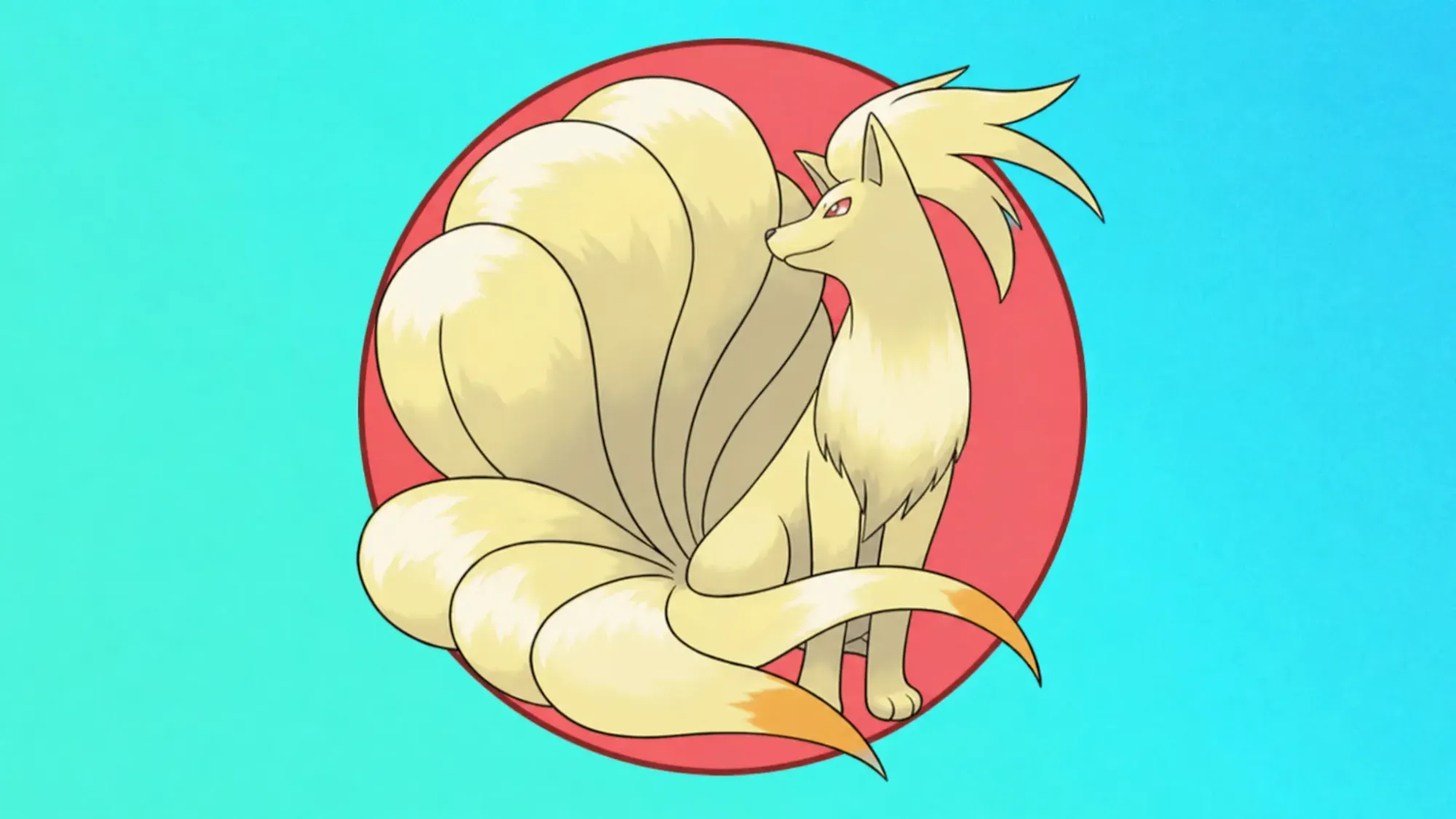 Both of the Pokemon vulpix's evolutions on a blue and red background
