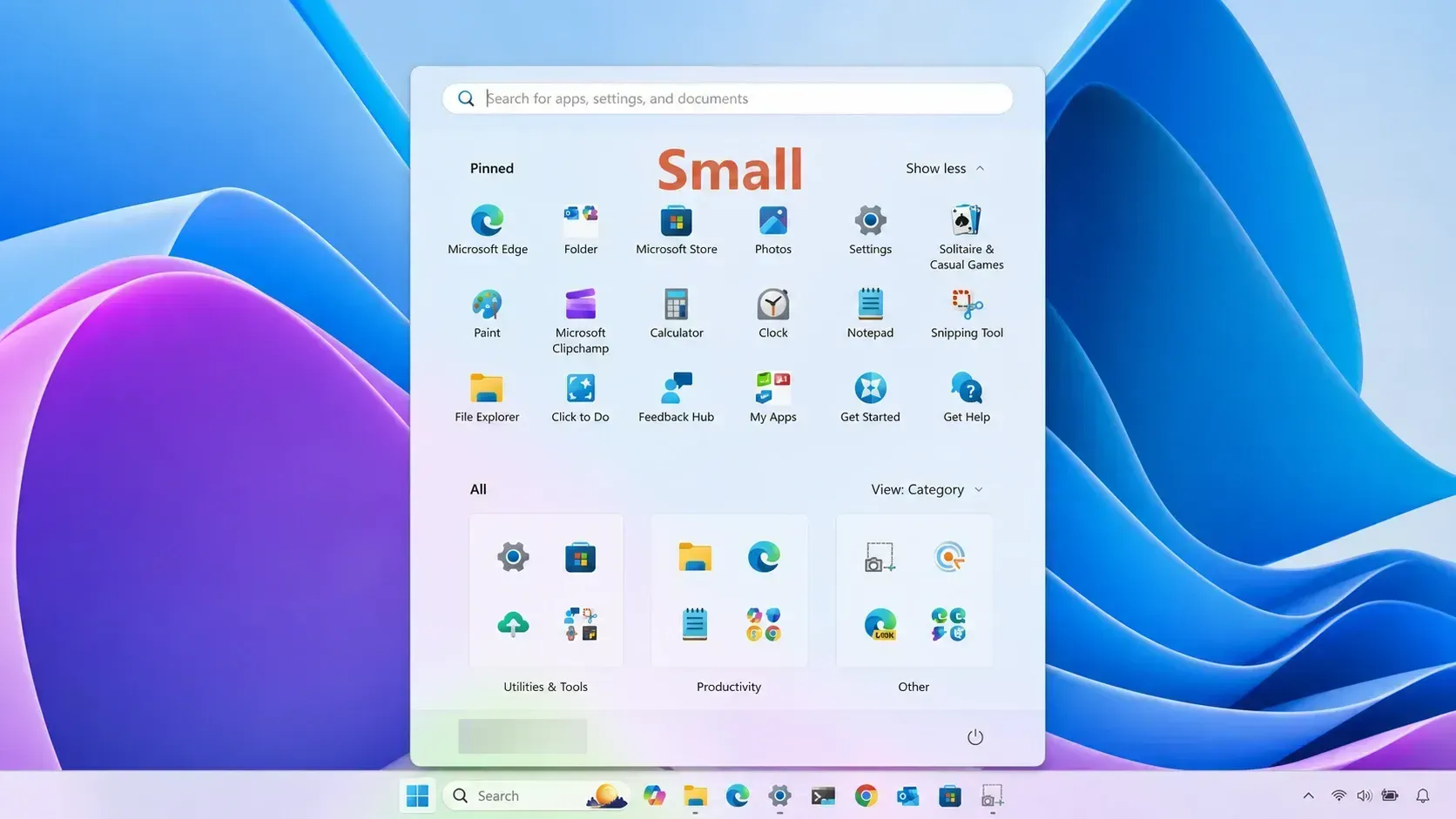 Start menu large (left) and small (right)
