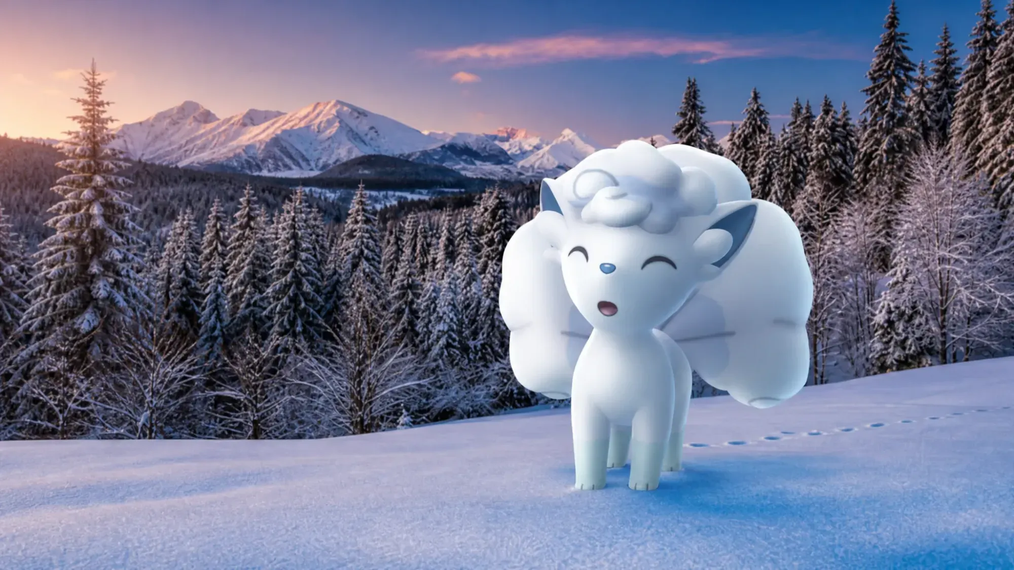 Two types of the Pokemon Vulpix on a Pokemon GO Community Day advert
