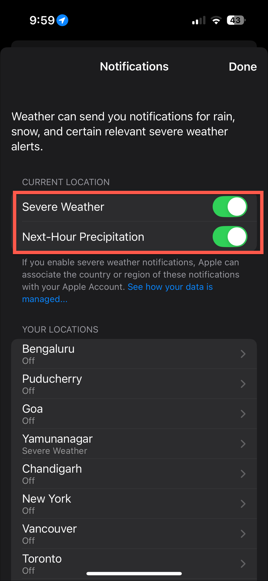 How to set up rain alerts with the Weather app on iPhone
