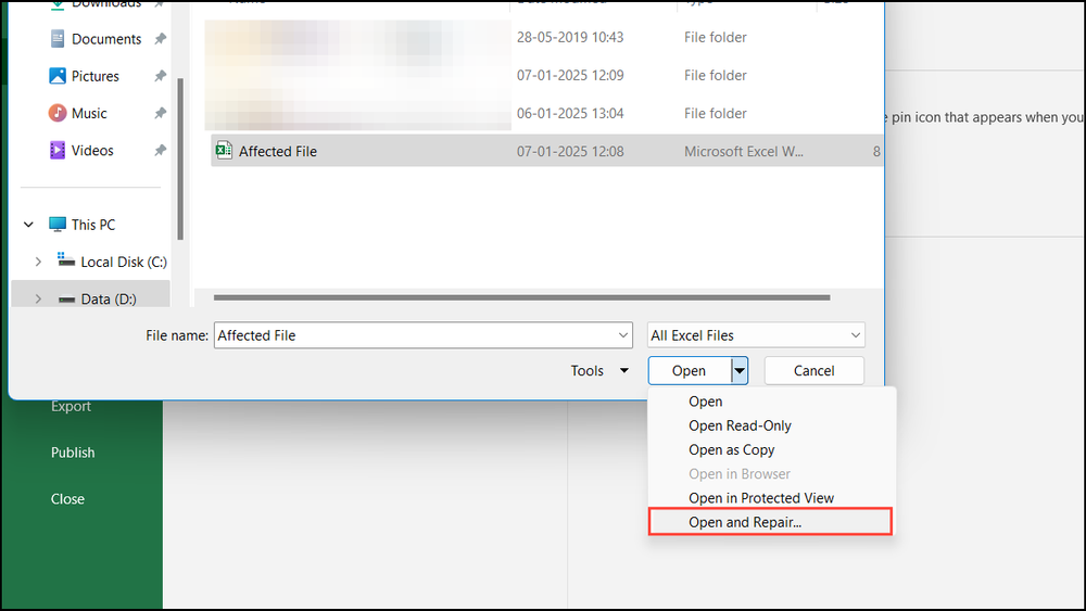 How to fix it if Excel crashes when saving a file