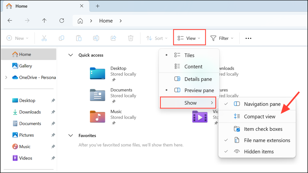 Enable Compact View and Details Pane in File Explorer on Windows 11