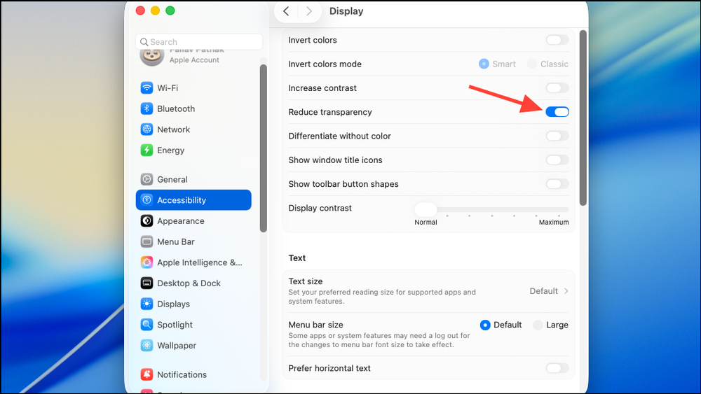 Improve Readability by Adjusting Transparency on macOS 26 Tahoe