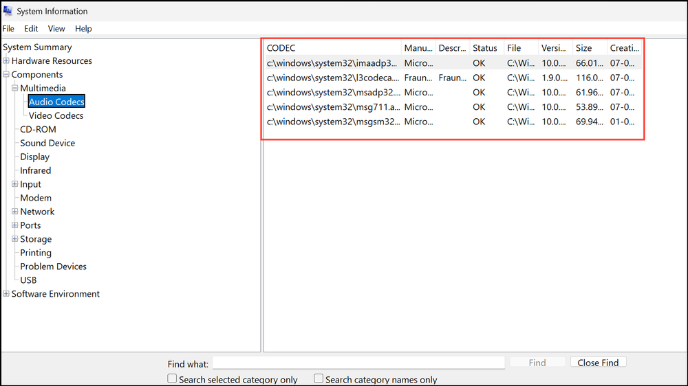 Check Installed Codecs on Windows 11