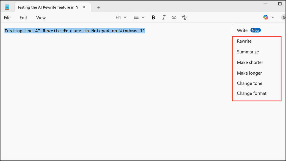 How to Enable and Use Rewrite AI in Notepad on Windows 11