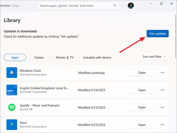 How to Update Apps from Microsoft Store on Windows
