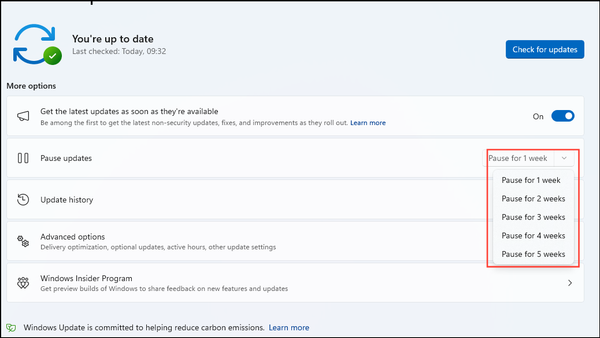 How to pause and disable Windows 11 updates