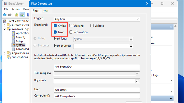How to check crash logs in Windows 11