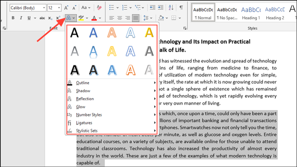 How to add design elements in a Word document