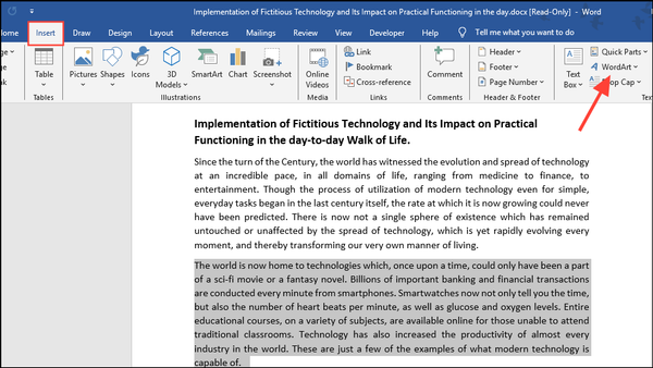 How to add design elements in a Word document