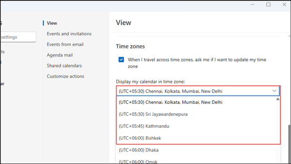 How to change the Time Zone in Microsoft Outlook
