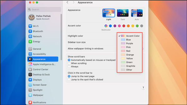 Change the System Font and Accent Colors in macOS 15