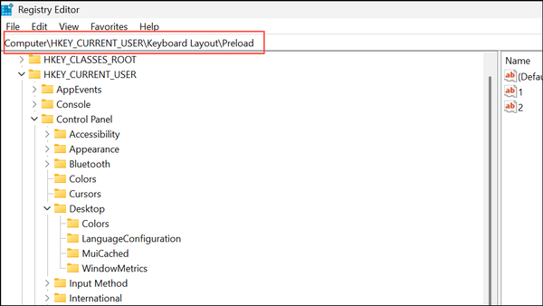 Initialkeyboardindicators Registry Setting Disable Input Indicator or Language Bar in Windows 11