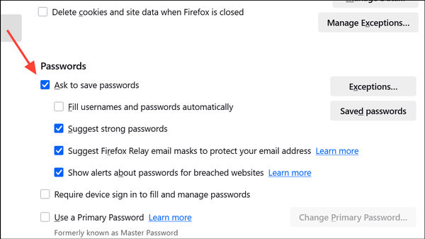 How to Stop Firefox Asking to Save Password