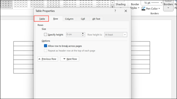 How to Display and Modify Table Properties in Word