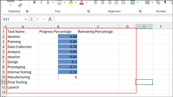 How to Create Progress Bars in Microsoft Excel