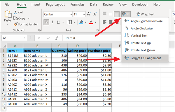 How to Rotate Text in Excel
